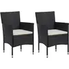 vidaXL Vidaxl Chaises De Jardin Lot De 2 Résine Tressée Noir