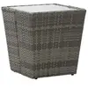 vidaXL Table à thé Gris 41,5x41,5x43 cm Résine tressée et verre trempé