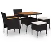 vidaXL Mobilier d'extérieur 5 pcs Noir Résine tressée et bois d'acacia