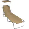 vidaXL Chaise longue pliable avec auvent Taupe Aluminium