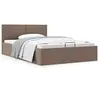 vidaXL Cadre de lit à stockage hydraulique Taupe Tissu 140x200 cm