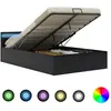vidaXL Cadre de lit à rangement avec LED noir similicuir 120x200 cm
