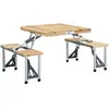 vidaXL Table pliable de camping avec 4 sièges Acier Aluminium