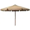 vidaXL Parasol avec mât en bois 330 cm Taupe