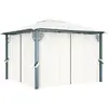 vidaXL Tonnelle avec rideau 300x300 cm Crème Aluminium