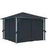 vidaXL Tonnelle avec rideau 300x300 cm Anthracite Aluminium