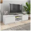 vidaXL Vidaxl Meuble Tv Blanc Brillant 140x40x35,5 Cm Bois D'ingénierie