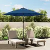 vidaXL Parasol met LED-verlichting en stalen paal 300 cm azuurblauw47135
