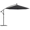 vidaXL Parasol de jardin en porte-à-faux et lumières LED mât en acier