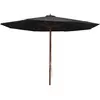 vidaXL Parasol d'extérieur avec mât en bois 350 cm Noir
