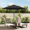 Parasol d'extérieur avec led et mât en acier 300 cm Noir Vidaxl Noir