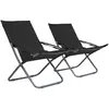 vidaXL Chaises pliables de plage 2 pcs Tissu Noir