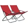 vidaXL Chaises pliables de plage 2 pcs Tissu Rouge