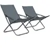 vidaXL Chaises pliables de plage 2 pcs Tissu Gris