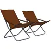 vidaXL Chaises pliables de plage 2 pcs Tissu Marron