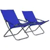 vidaXL Chaises pliables de plage lot de 2 Tissu Bleu