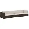 vidaXL Salon de jardin 4 pcs avec coussins Résine tressée Marron