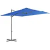 vidaXL Parasol déporté avec mât en acier Bleu azuré 250x250 cm