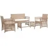 vidaXL Salon de jardin 4 pcs avec coussins Résine tressée Beige