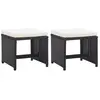 VIDAXL Tabourets de jardin 2 pcs avec coussins Résine tressée Noir