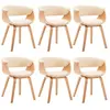 vidaXL Chaises de salle à manger 6 pcs Crème Bois courbé et similicuir