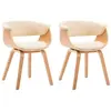 vidaXL Chaises à manger lot de 2 crème bois courbé et similicuir