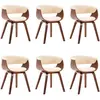 vidaXL Chaises à manger lot de 6 crème bois courbé et similicuir