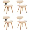 vidaXL Chaises à manger lot de 4 crème bois courbé et similicuir