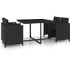 vidaXL Salon de jardin 5 pcs avec coussins Résine tressée Noir