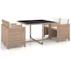 vidaXL Salon de jardin 5 pcs avec coussins Résine tressée Beige