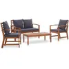 vidaXL Salon de jardin 4 pcs avec coussins Bois d'acacia solide