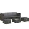 vidaXL Salon de jardin 4 pcs avec coussins Résine tressée Gris