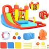 Happy Hop Château gonflable avec toboggan et piscine 410x385x220cm PVC