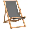 vidaXL Chaise de plage pliable Bois de teck solide Gris