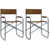 vidaXL Chaises de metteur en scène 2 pcs Acier Marron