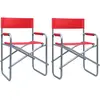 vidaXL Chaises de metteur en scène 2 pcs Acier Rouge