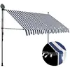 vidaXL Auvent manuel rétractable avec LED 250 cm Bleu et blanc
