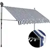 vidaXL Auvent manuel rétractable avec LED 300 cm Bleu et blanc