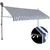 vidaXL Auvent manuel rétractable avec LED 350 cm Bleu et blanc