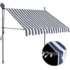 vidaXL Auvent manuel rétractable avec LED 150 cm Bleu et blanc