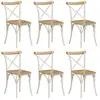 vidaXL Chaises à dossier croisé lot de 6 blanc bois de manguier massif