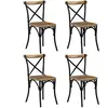 vidaXL Chaises à dossier croisé lot de 4 noir bois de manguier massif