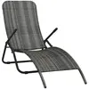vidaXL Chaise longue pliable Résine tressée Gris
