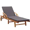 vidaXL Chaise longue avec coussin bois d'acacia solide