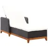 vidaXL Chaise longue Résine tressée et bois d'acacia massif Noir