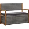 vidaXL Banc de rangement 115 cm Résine tressée et bois d'acacia Gris