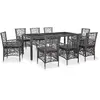 vidaXL Mobilier à dîner d'extérieur 9 pcs Résine tressée Gris
