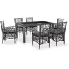 Mobilier à dîner d'extérieur 7 pcs Résine tressée Gris Vidaxl Grey