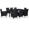 vidaXL Ensemble à dîner d'extérieur 9 pcs Résine tressée Noir