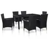 vidaXL Ensemble à dîner d'extérieur 7 pcs Résine tressée Noir